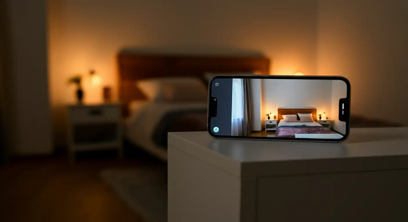 Smartphone on bedroom